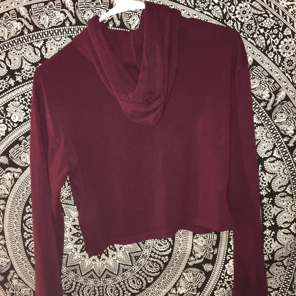 burgundy/maroon colored cropped sweatshirt - Picture 3 of 3